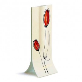 Vase Verre Design Rouge H.36
