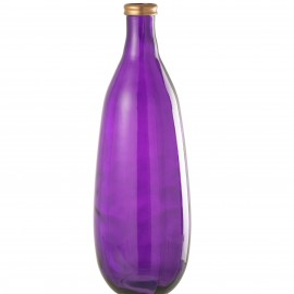 Vase Verre Mauve bord or H.75cm