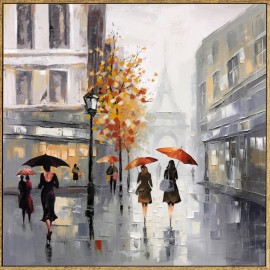 Tableau Promenade sous la pluie à Paris 60x60