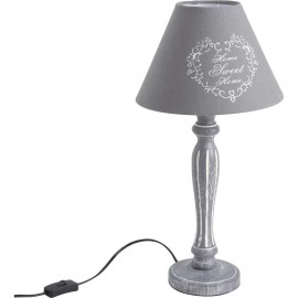 Lampe en bois gris coeur H.50cm