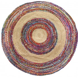 Tapis coton et jupe 160x160 tressé multicolore