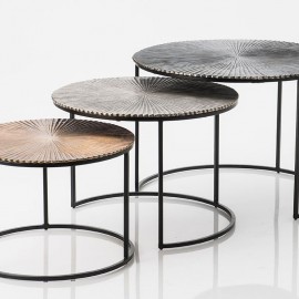 Tables Basses Tricolore en Aluminium Noir 70x70