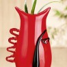 Vase Pâte de verre Visage Rouge H33 cm