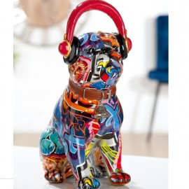 Sculpture Bulldog Music Pop Art H.30cm