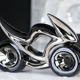 Sculpture Moto Cabrio noir et argent