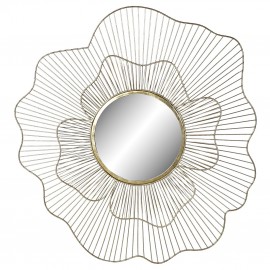 Miroir Métal Doré Fleur 75x75