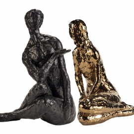 Sculpture Couple or et noir