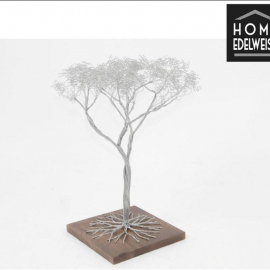 Sculpture arbre de vie bois et métal H.44 cm