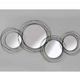 Miroir Métal 4 cercles Gris 100 x 46 cm