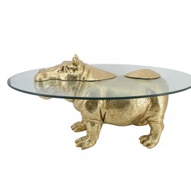 Table basse Animal Hippopotame Doré