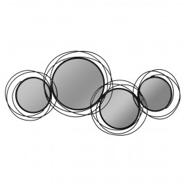 Miroir Métal 4 cercles Noir 100 x 46 cm