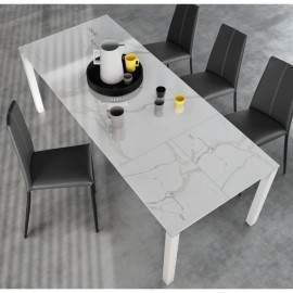 Table Tokio 180cm en Céramique Marbre Blanc