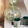 Vase + Bouchon Verre Vert/Blanc H.30
