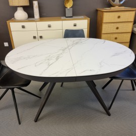 Table Sfera ovale 145cm en Céramique Marbre Blanc