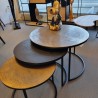 Série de 3 Tables Basses en Aluminium Noir et Doré