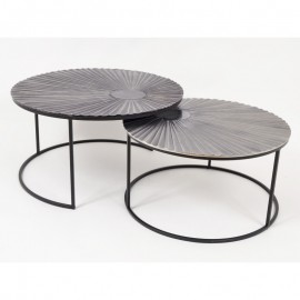Série de 2 Tables Basses Soleil en Aluminium Gris Foncé
